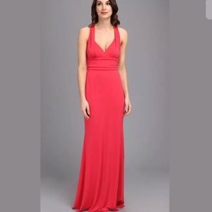 Nicole Miller hot pink halter maxi dress